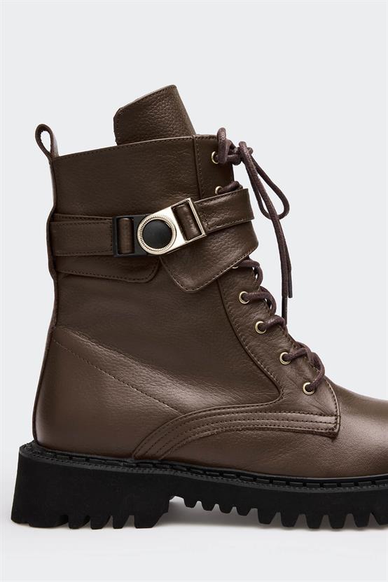 Von Soft Kahve Deri Kadın Bot