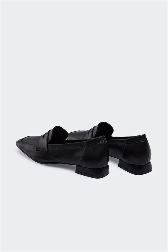 Wilena Siyah Deri Kadın Loafer