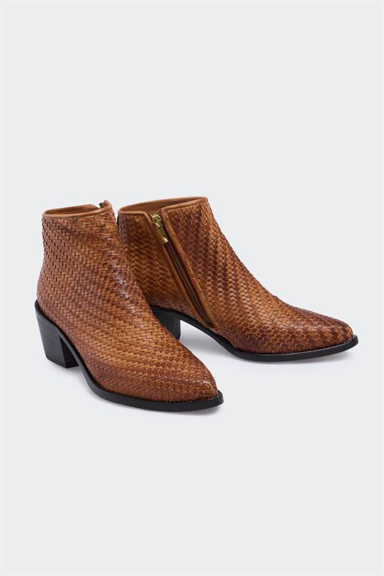 Yullo Taba Örgü Deri Kadın Yazlık Bot