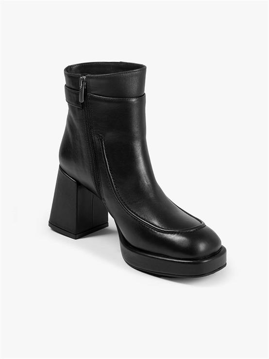 Zeppa Siyah Deri Kadın Bot