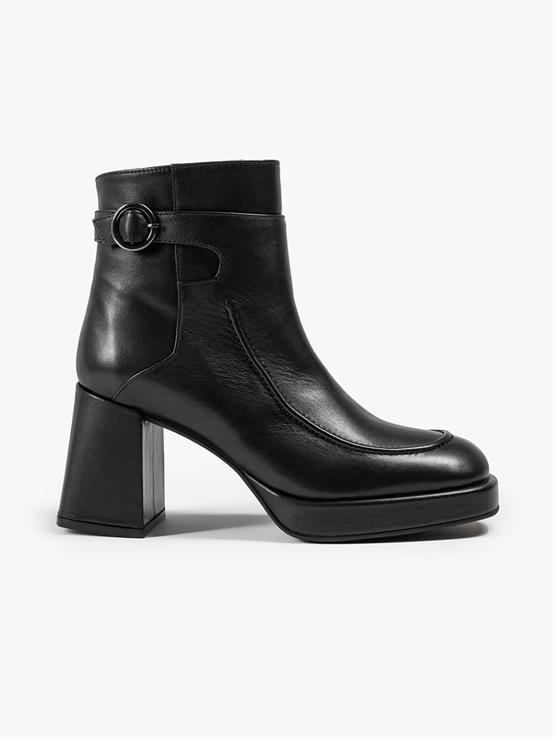 Zeppa Siyah Deri Kadın Bot