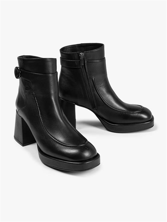 Zeppa Siyah Deri Kadın Bot