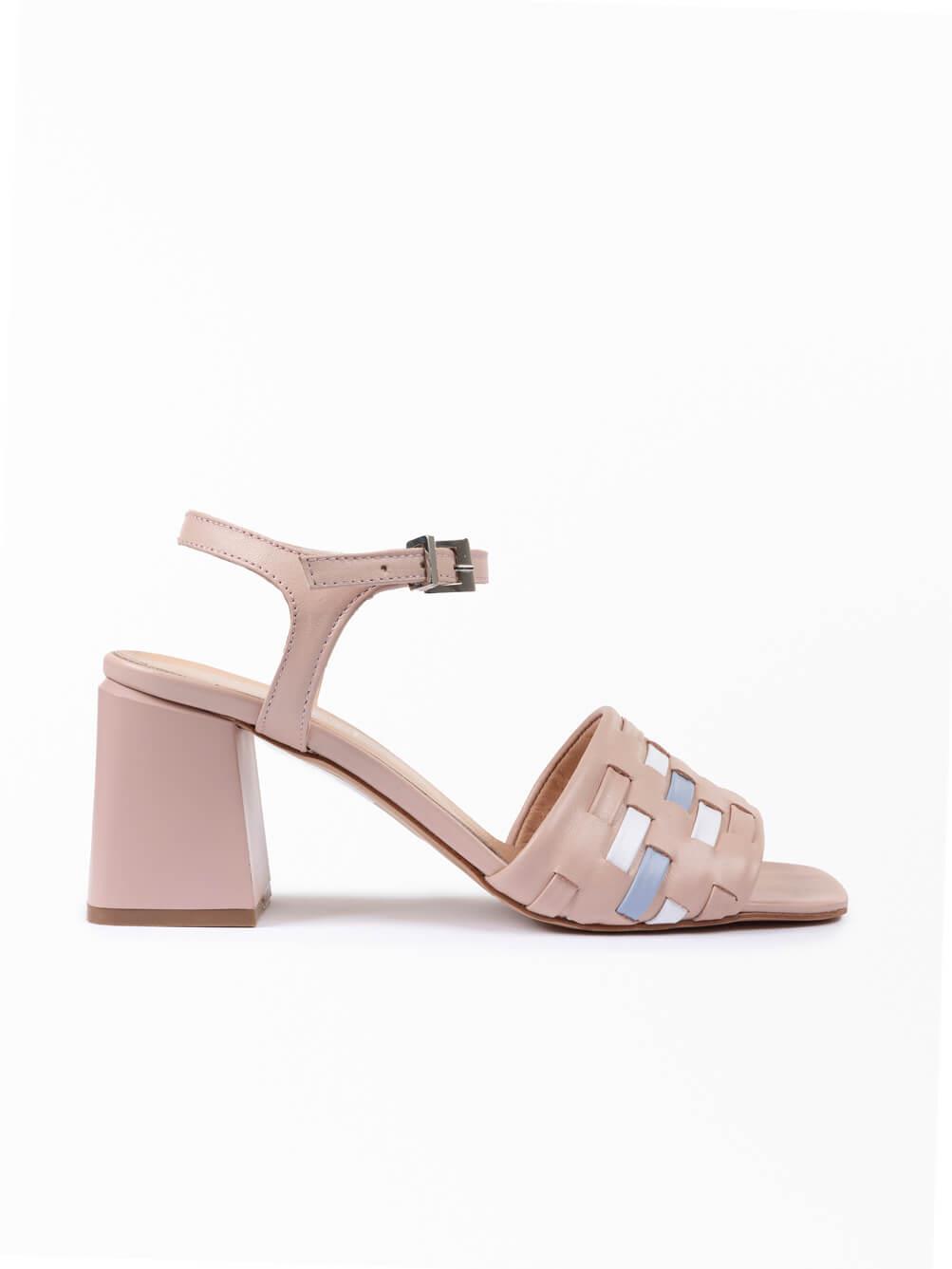 Benma Soft Pembe Deri Kadın Topuklu Sandalet