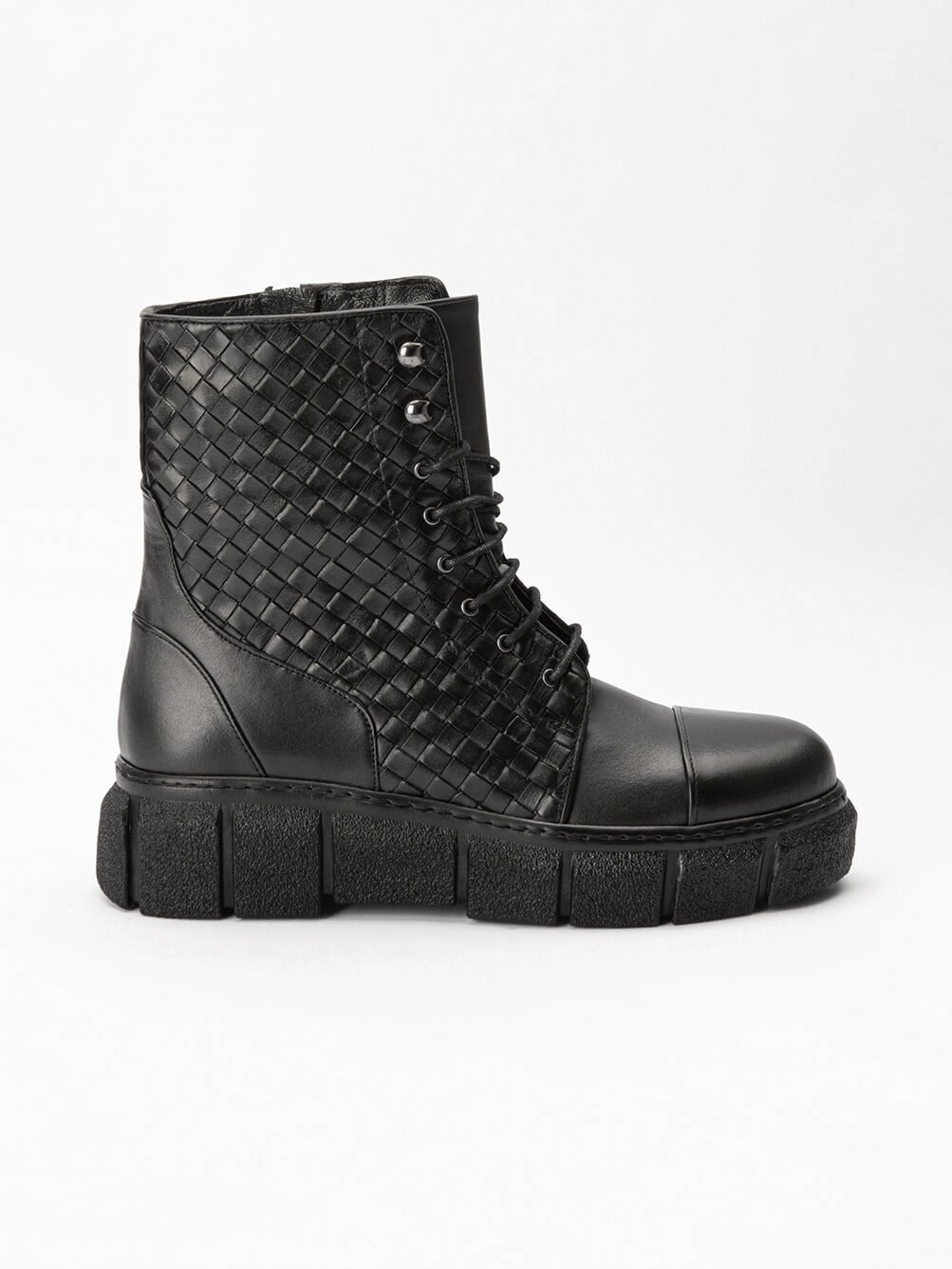 Fera Siyah Deri Örgü Bot