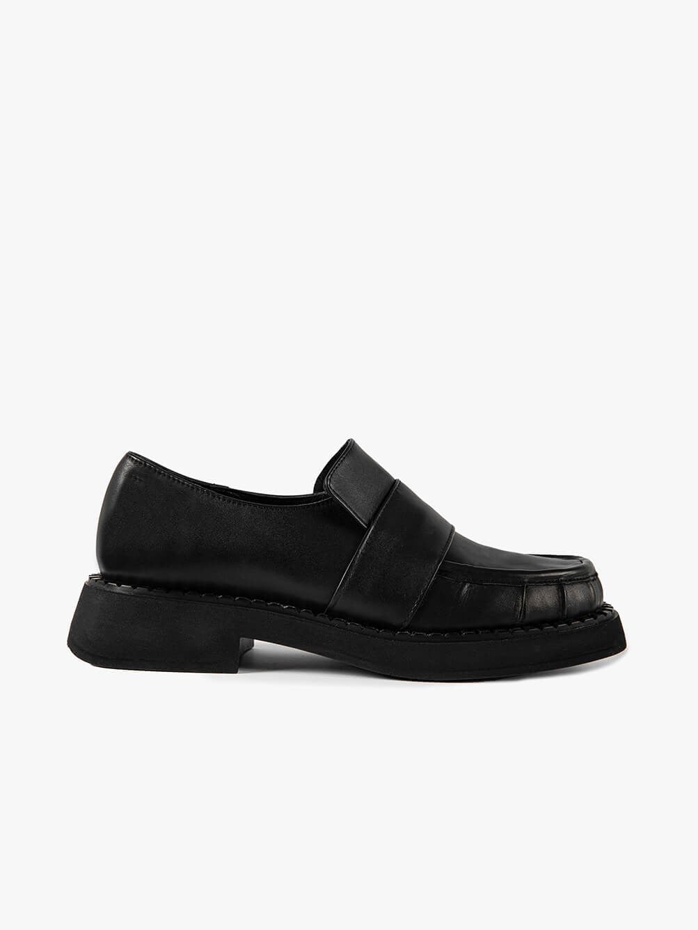 Lande Siyah Deri Kadın Loafer