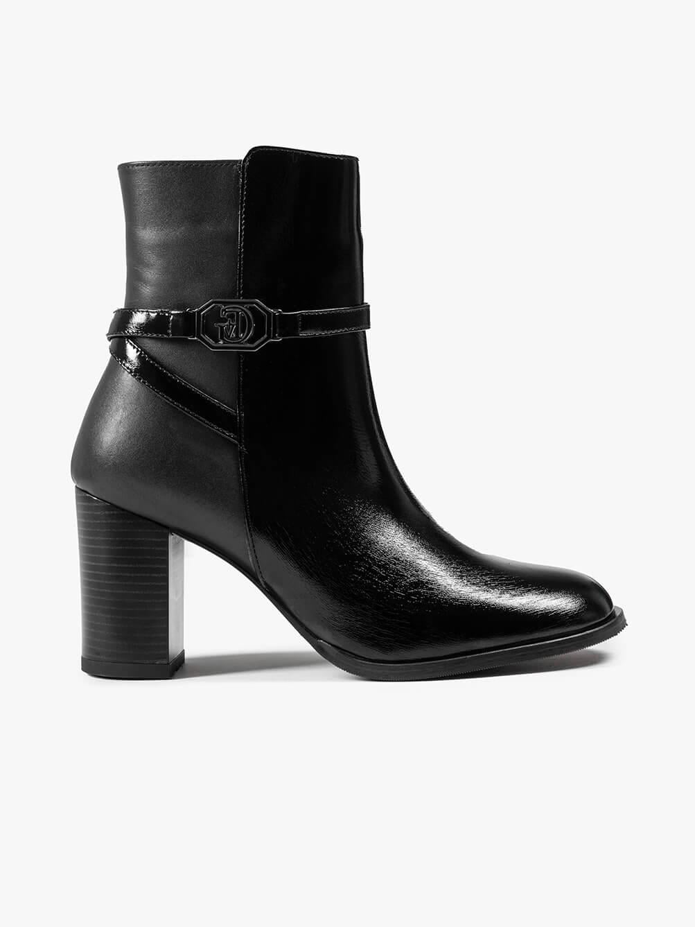 Lenos Siyah Rugan Siyah Deri Kadın Bot