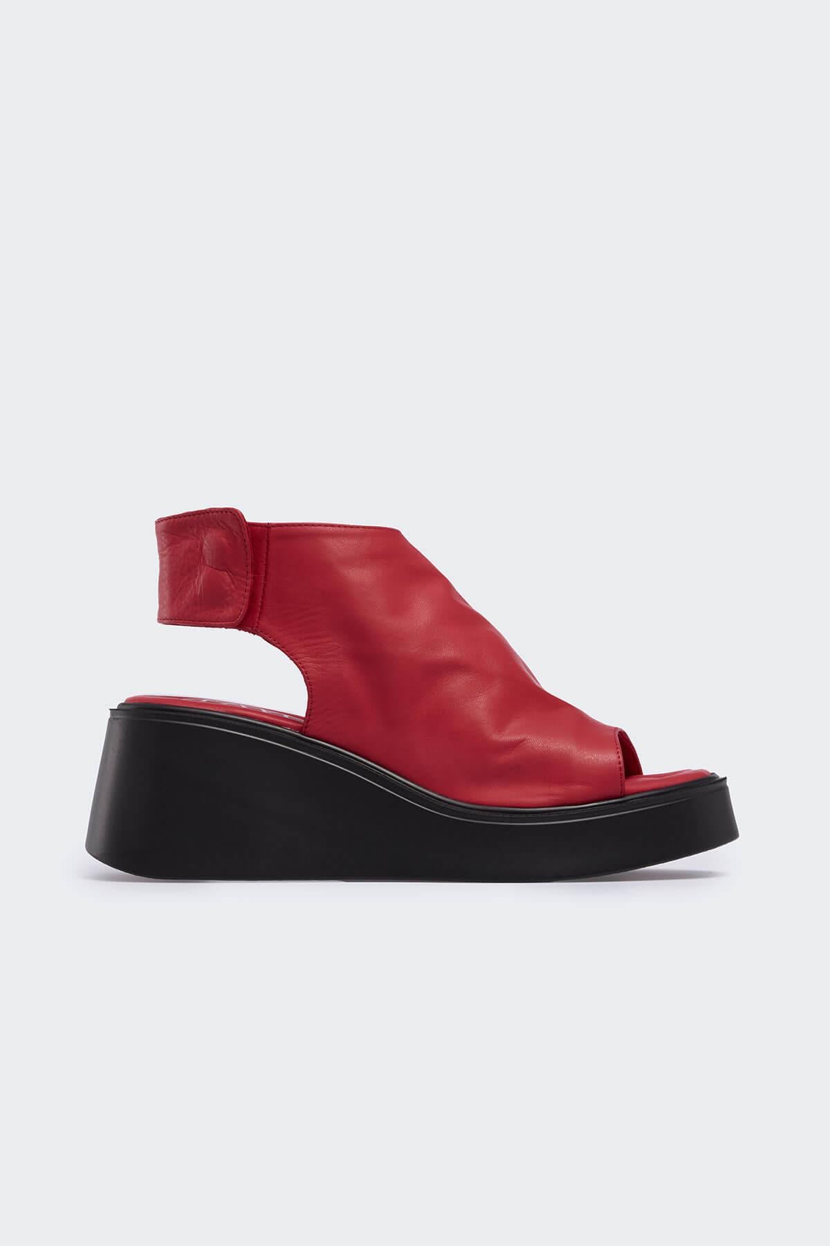 Linndy Kırmızı Deri Kadın Sandalet