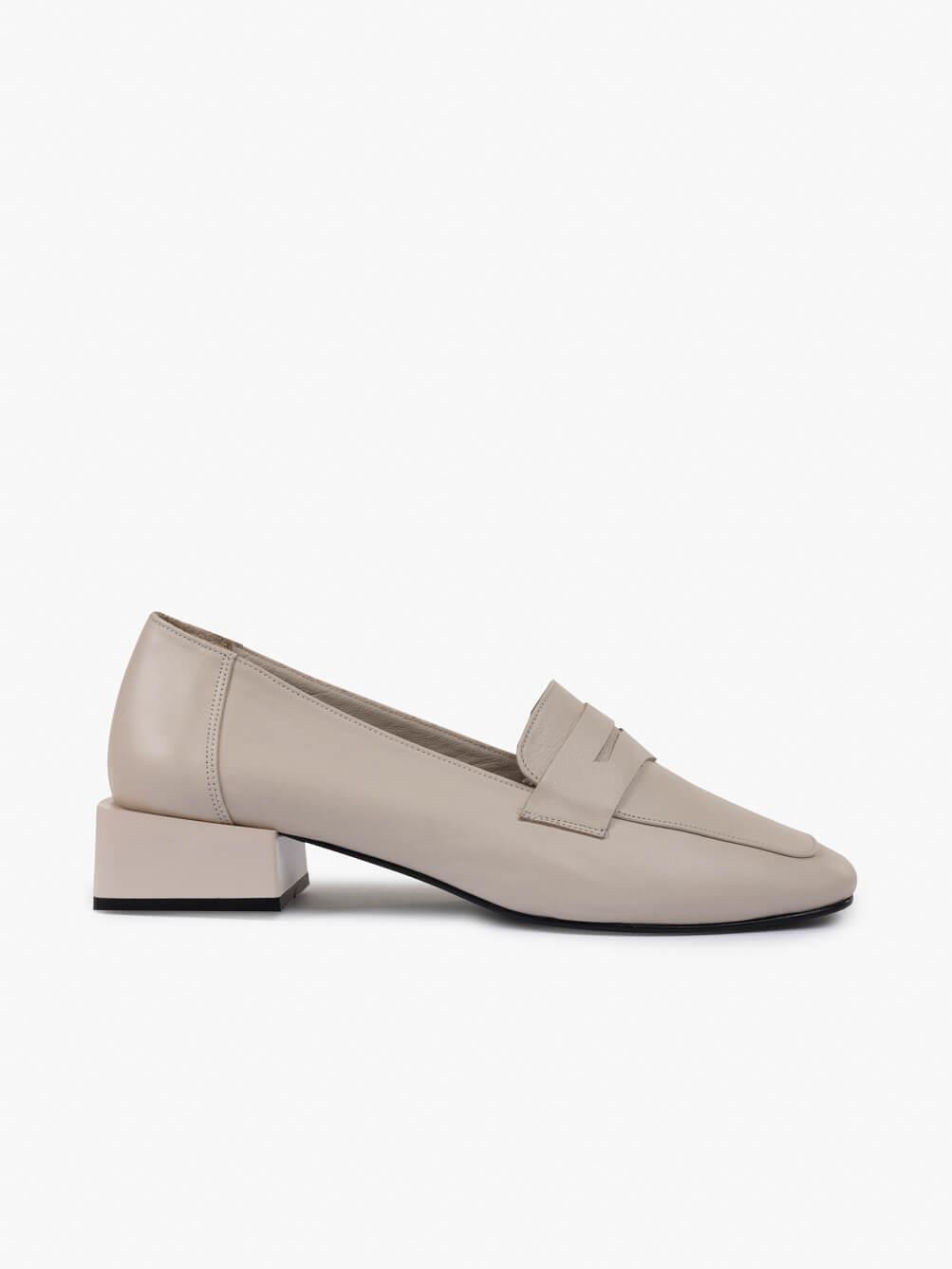 Sadie Bej Deri Kadın Loafer