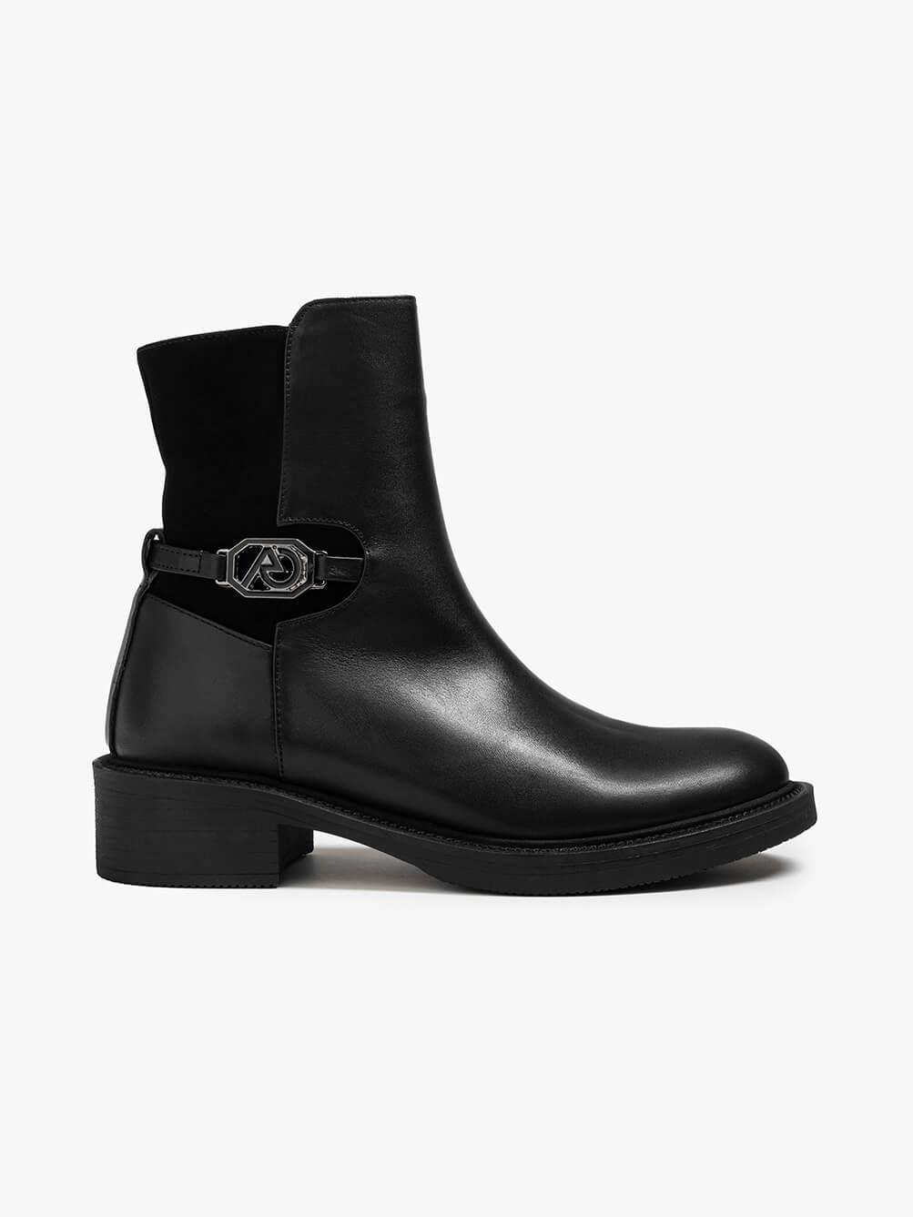 Santor Siyah Deri Kadın Bot