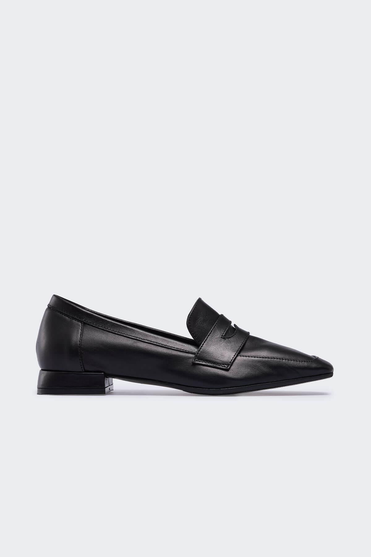 Wilena Siyah Deri Kadın Loafer