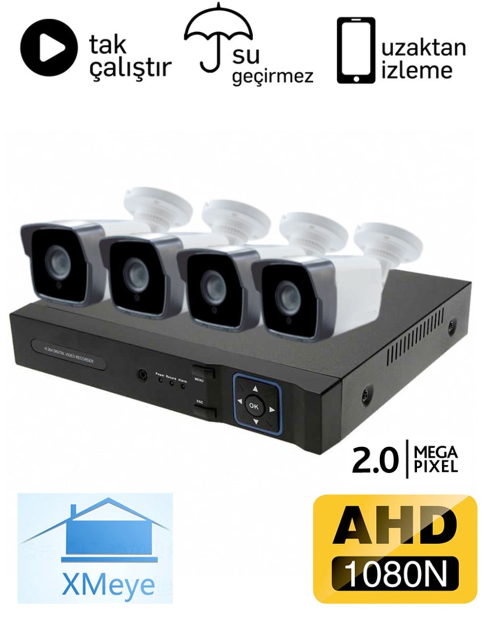 BegasPro 1036 4 Kameralı 2.0mp AHD Güvenlik Sistemi Paketi - P212