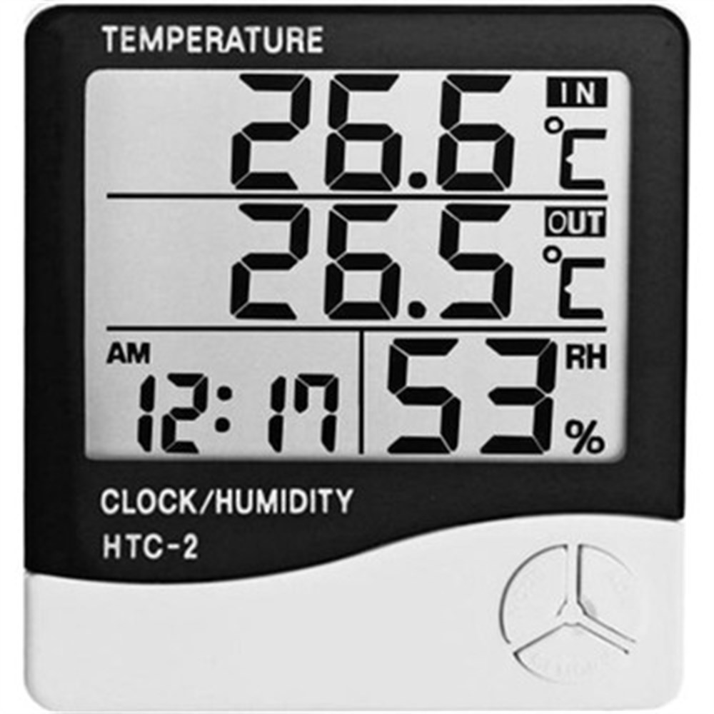 GESİ HTC-2 DİGİTAL SAAT ALARM NEM DIŞ İÇ SICAKLIK ÖLÇER TERMOMETRE