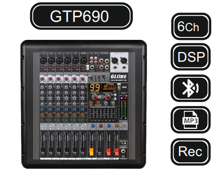GLOBE GTP690 POWER MİKSER 6 KANAL 2x500W-4Ω POWER MİKSER