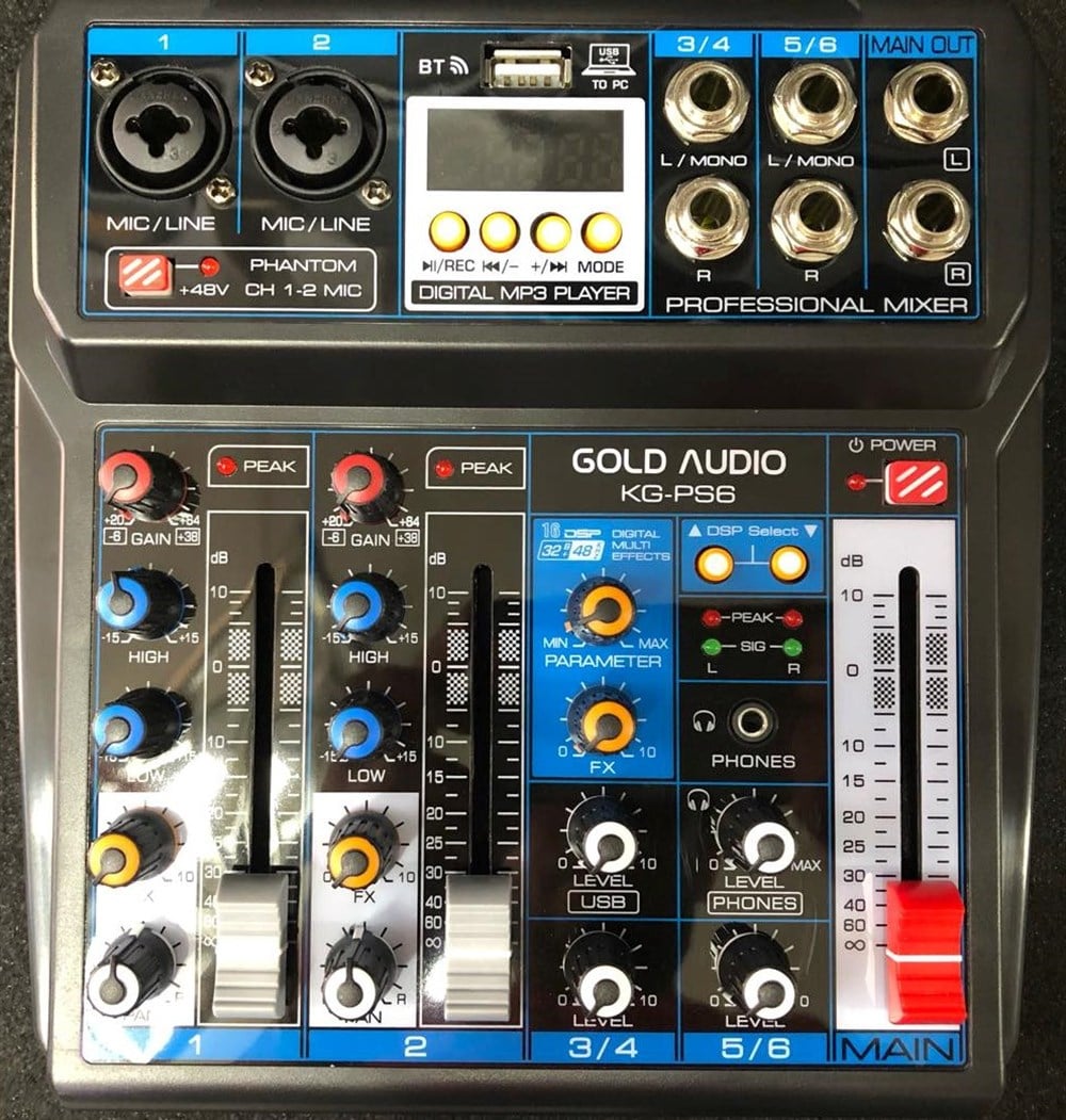 GOLD AUDIO KG-PS6 2+4 KANAL DECK MİXER/BLUETOOH/PC KAYIT ÖZELİĞİ