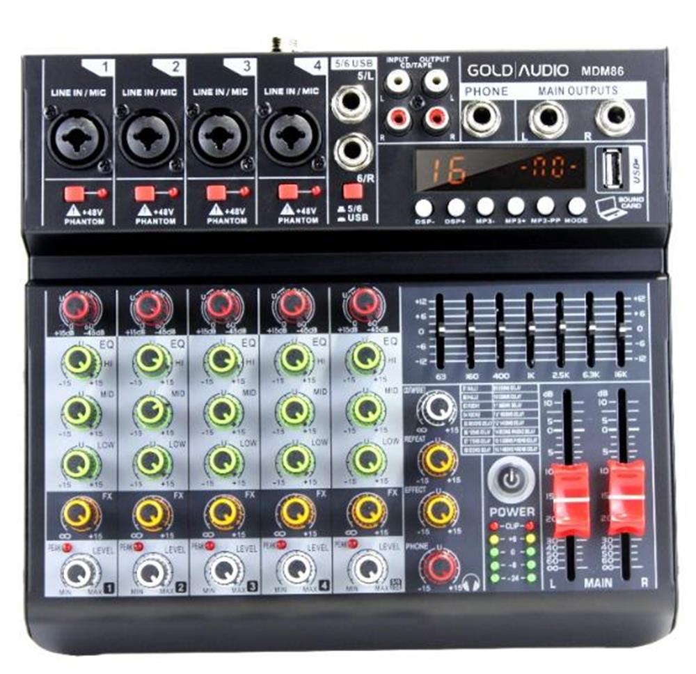 GOLD AUDIO MDM-86 6 KANALLI 16 DSP EFEKTLİ DECK MİKSER/USB/BLUETOOH/KAYIT ÖZELİĞİ