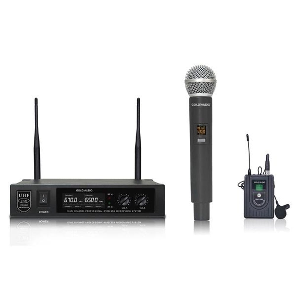GOLD AUDİO U-626EY TEK EL VE YAKA UHF ÇİFT TELSİZ MİKROFON