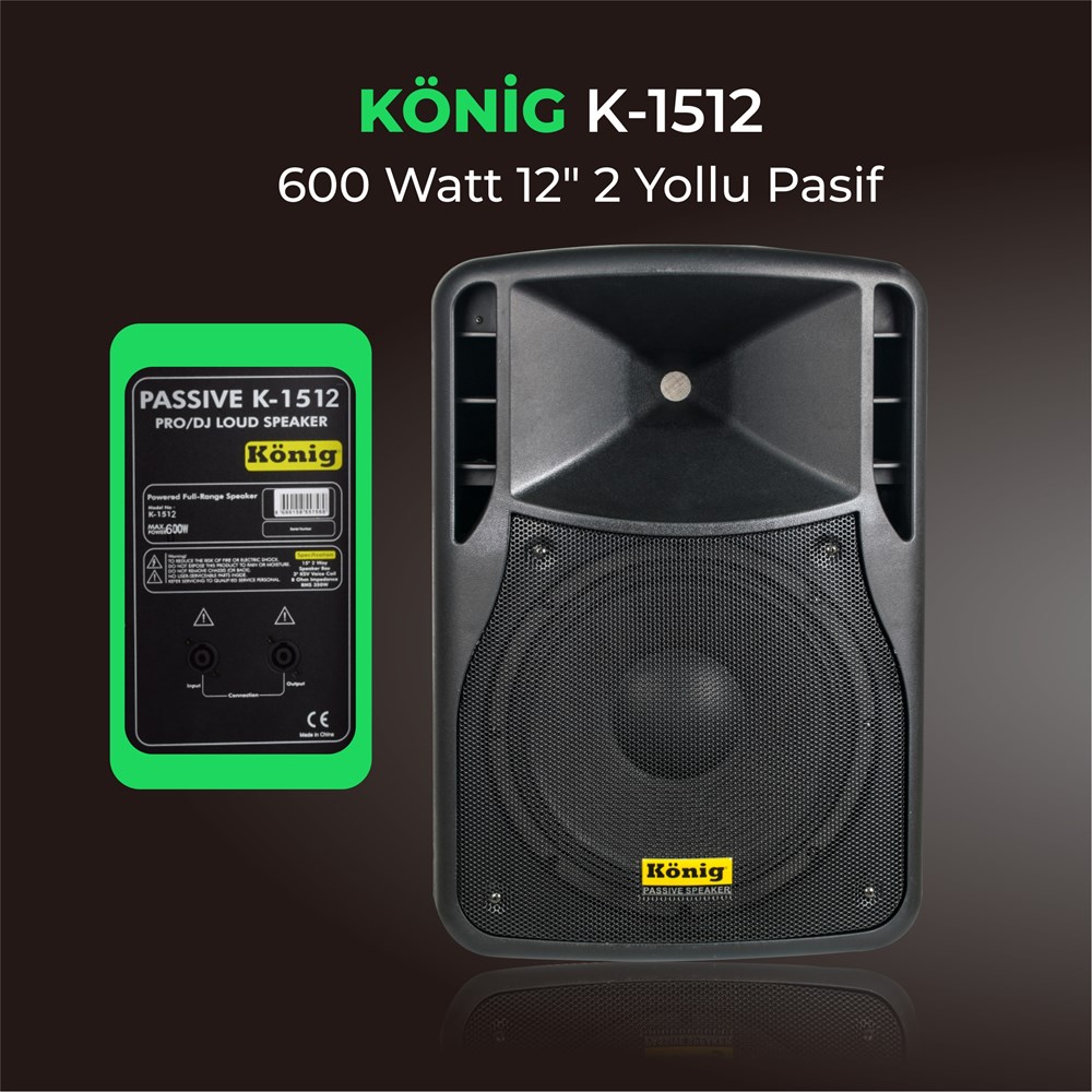 KÖNİG K-1512 12İNÇ 30CM 600 WATT PASİF HOPARLOR