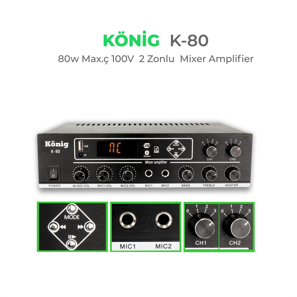 KONİG K80 70-100 HAT TRAFOLU ANFİ