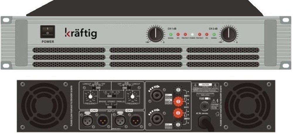 KRAFTIG KP-5000 2x2250W-2Ω/2x1500W-4Ω/2x1000W-8Ω POWER ANFI