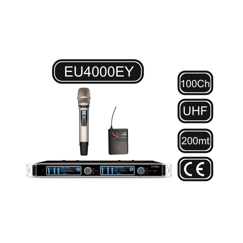 MACHTIG EU4000EY 100 KANAL TEK EL TEK YAKA UHF TELSİZ MİKROFON