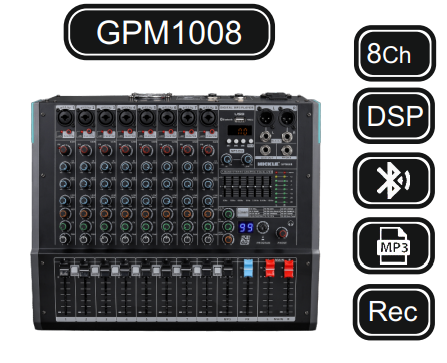 MACHTİG GPM1008 POWER MİKSER 8 KANAL 2x250W-4Ω POWER MİKSER