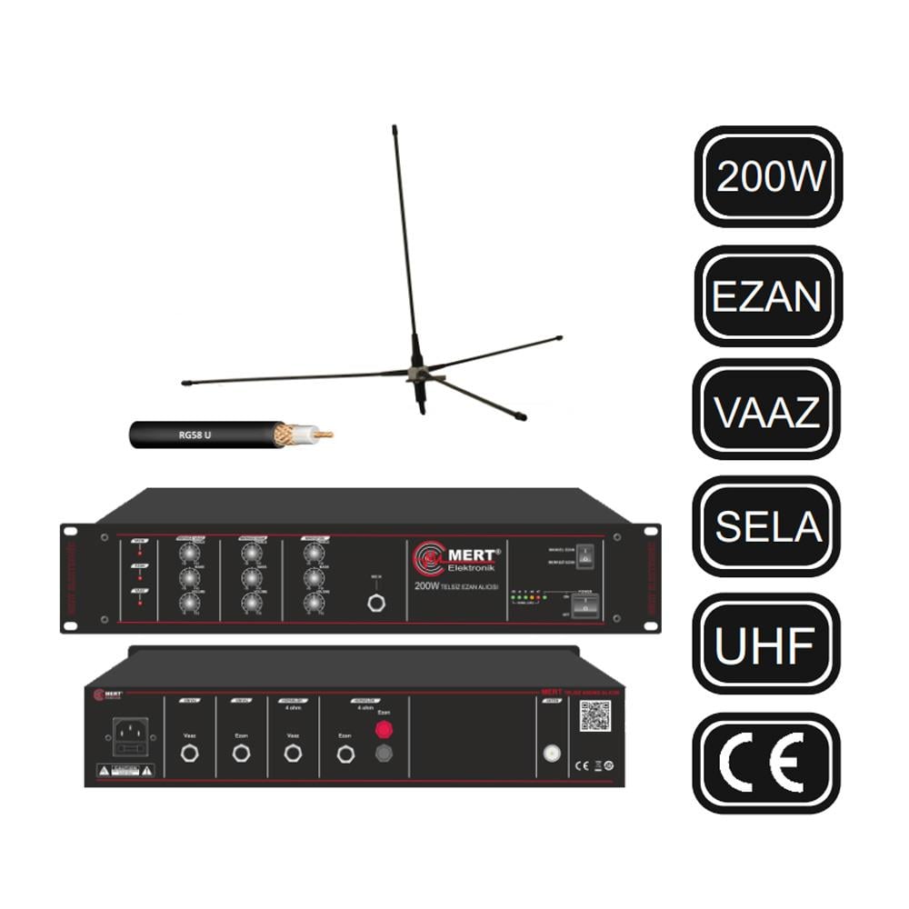 MERT ELEKTRONİK MRT3000-200 200W ANFİLİ EZAN VE VAAZ ALICISI