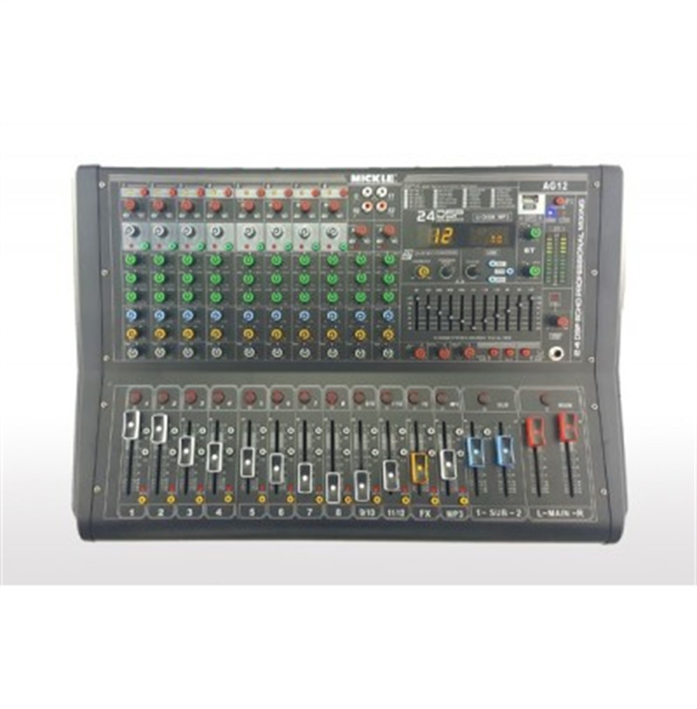 MİCKLE AG12 POWER MİKSER AMFİ 2X350W 12 KANAL DSP EFEKT EQ USB