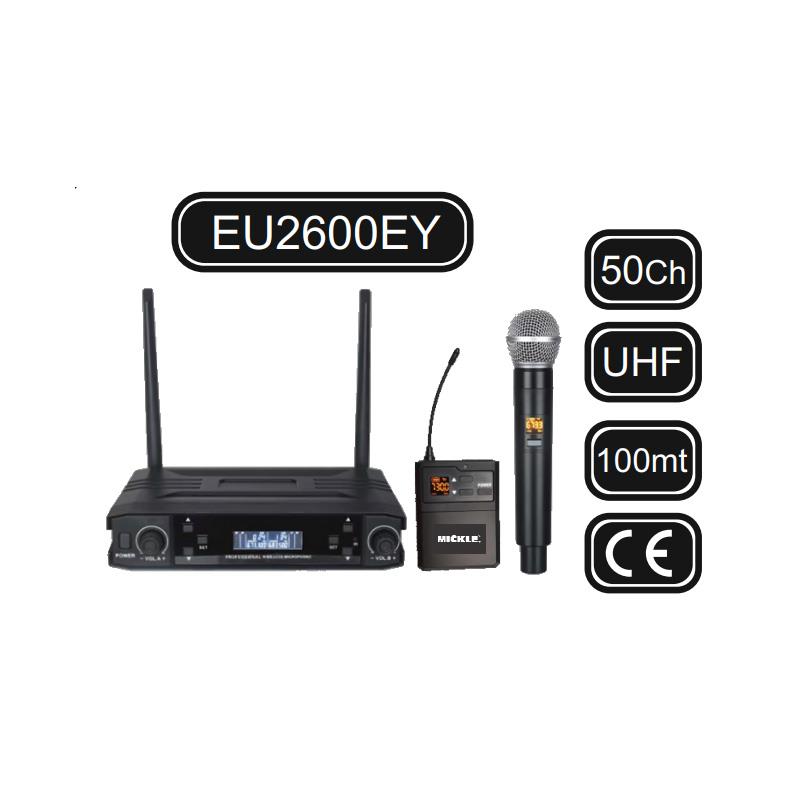 MICKLE EU2600EY 50 KANAL TEK EL TEK YAKA UHF TELSİZ MİKROFON