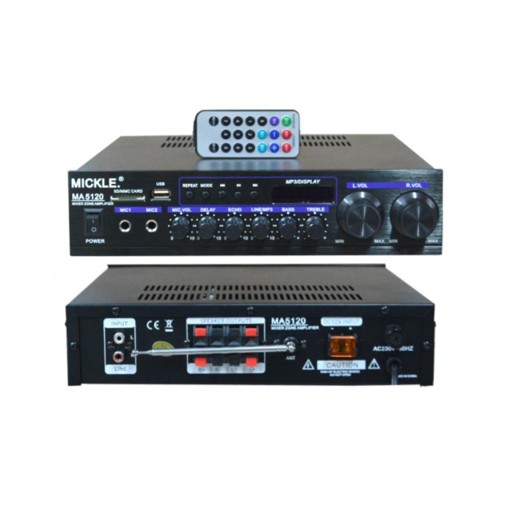 MİCKLE MA5120 2X50W STEREO ANFİLİ HAT TRAFOLU MİKSER AMPLİFİKATÖR