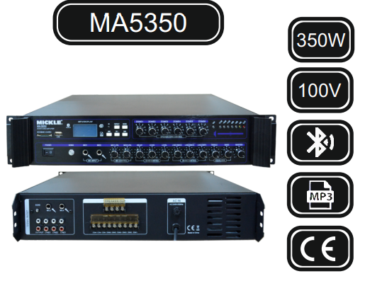MİCKLE MA5350 350W 100V 6 BÖLGELİ 100V MİKSER AMPLİFİKATÖR