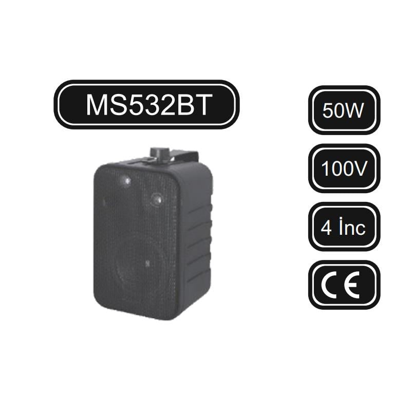 MİCKLE MS532BT 4 İNÇ 50W 2 YOLLU DUVAR HOPARLÖR HAT TRAFOLU