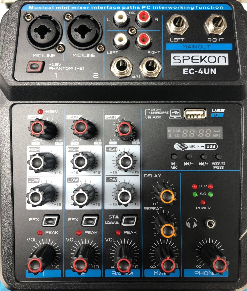 SPEKON EC-4UN 4 KANALLI KAYIT ÖZELLİKLİ SES KARTLI DECK MİKSER