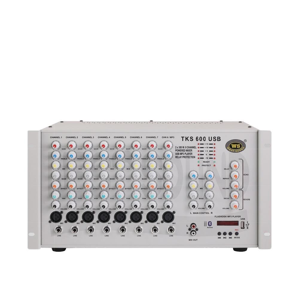 WEST SOUND TKS 600 EF USB 8 KANALLI 2X300 WATT 100 DSP EFEKTLİ ANFİLİ MİKSER