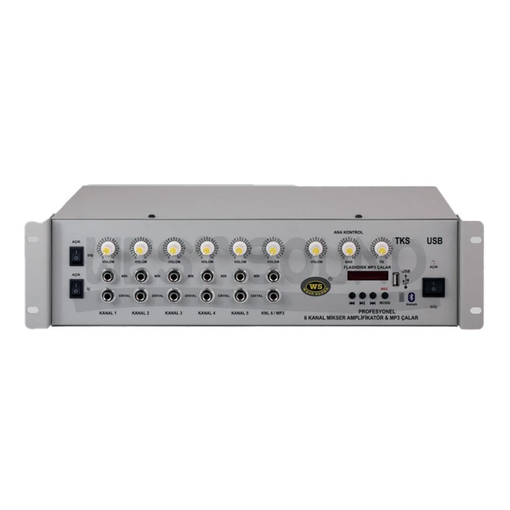 WEST SOUND TKS-250 USB TR 4 KANALLI 250 WATT ANFİLİ MİKSER HAT TRAFOLU