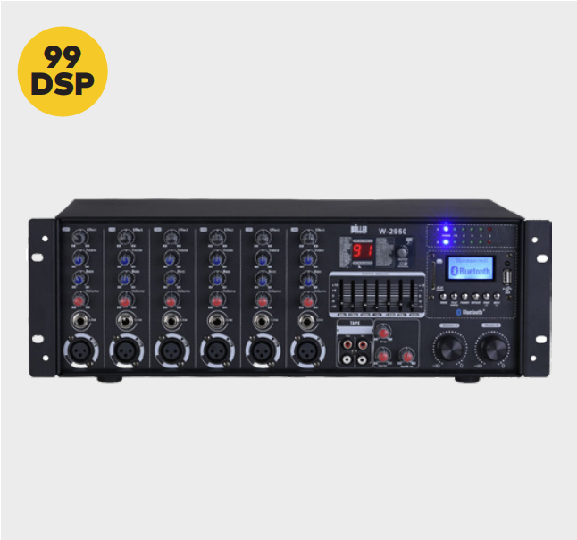WÖLLER W-2950 6 KANALLI 99 DSP EFEKTLİ 2x500 WATT RACK TİPİ POWER MİKSER