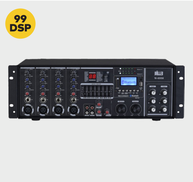 WÖLLER W-6950 4 KANALLI 99 DSP EFEKTLİ 2x500 WATT RACK TİPİ POWER MİKSER