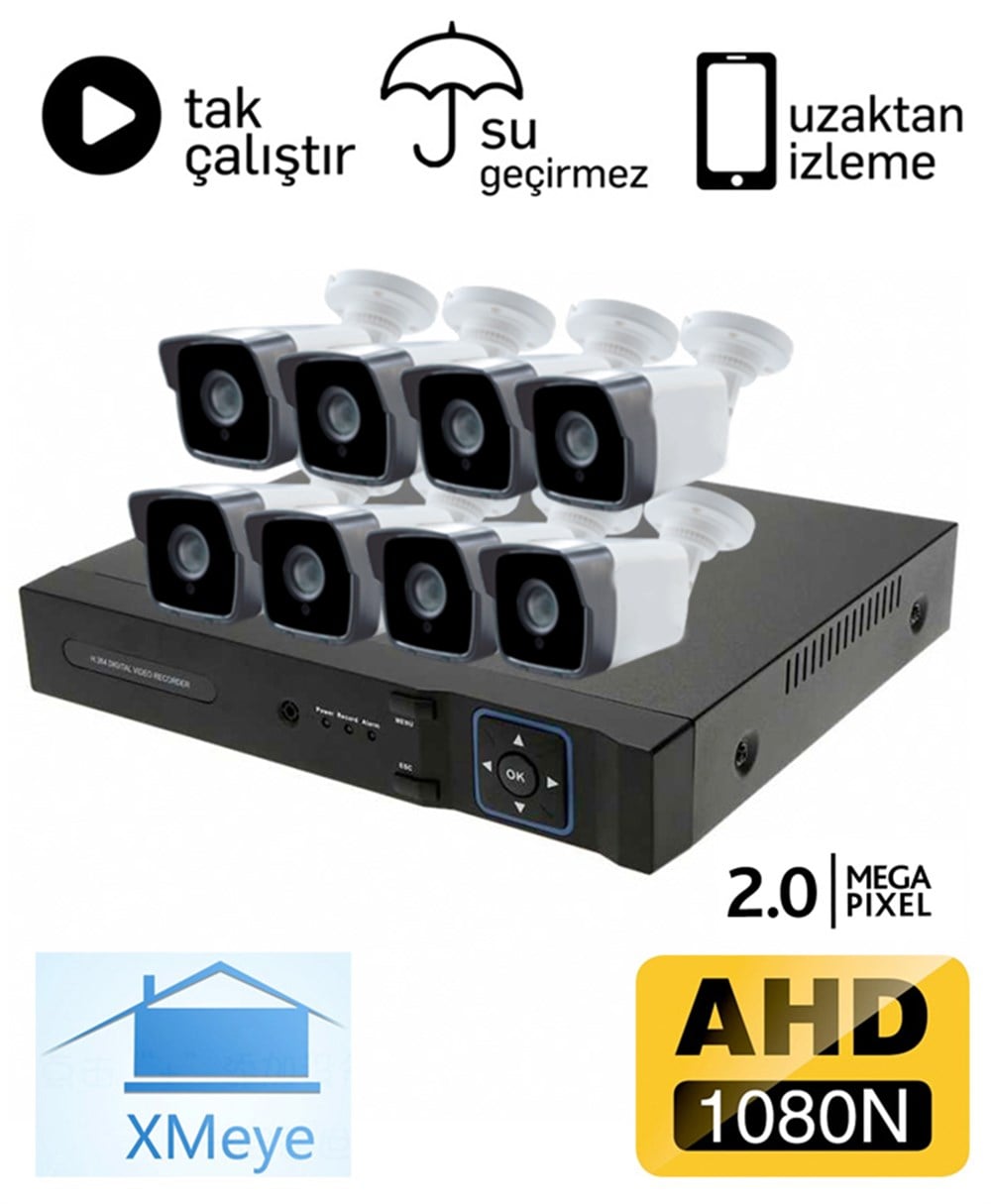 BegasPro 1036 8 Kameralı 2.0mp AHD Güvenlik Sistemi Paketi - P215