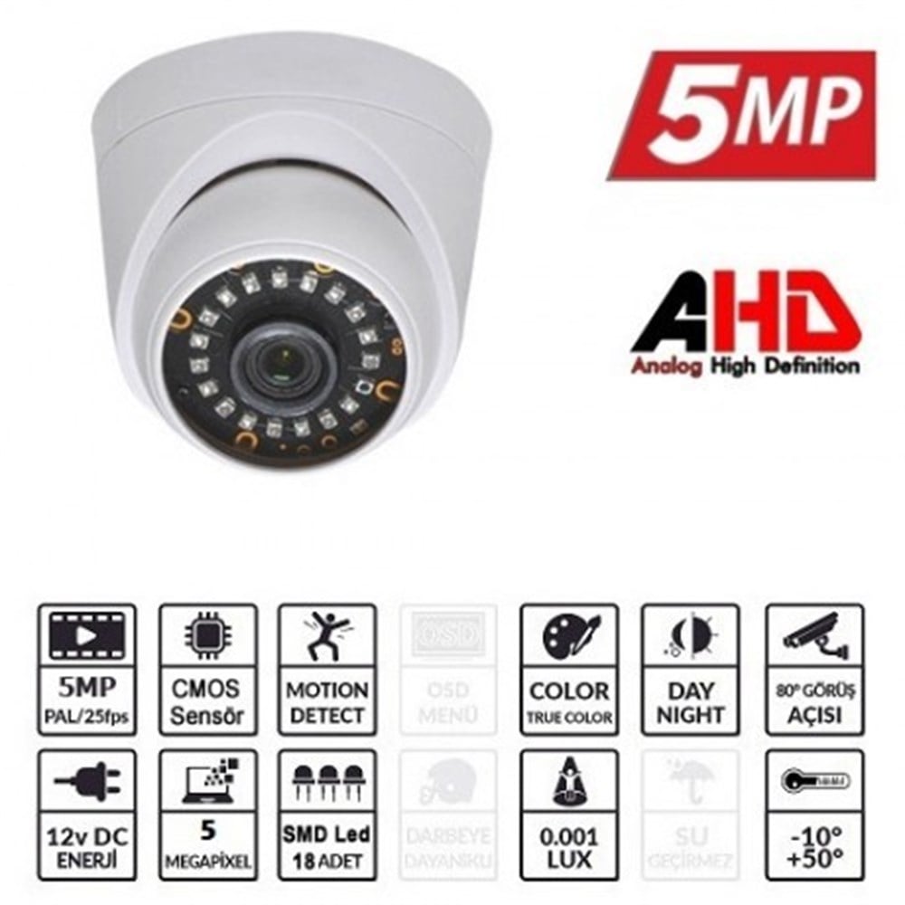 BegasPro OX-5025HD 5MP 3.6MM 18SMD AHD DOME