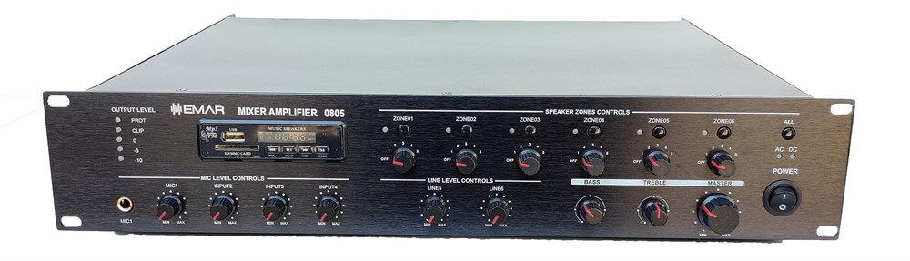 EMAR 0805-500 BÖLGE SEÇİMLİ MİKSER AMPLİFİKATÖR 6 ZONELU 500 WATT  