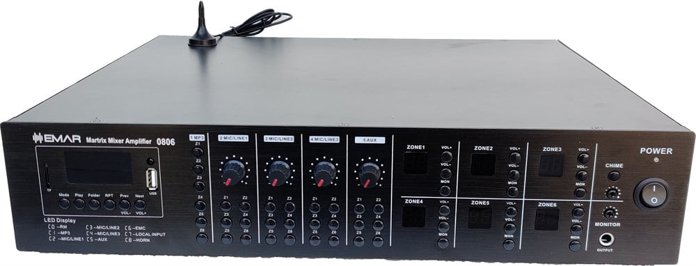 EMAR 0806-6x120W 7 BÖLGELİ 6x6 MATRİX MİKSER AMPLİFİKATÖR 