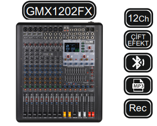 GLOBE ACOUSTIC GMX1202FX 4 MONO 4 STEREO GİRİŞ DECK MİKSER