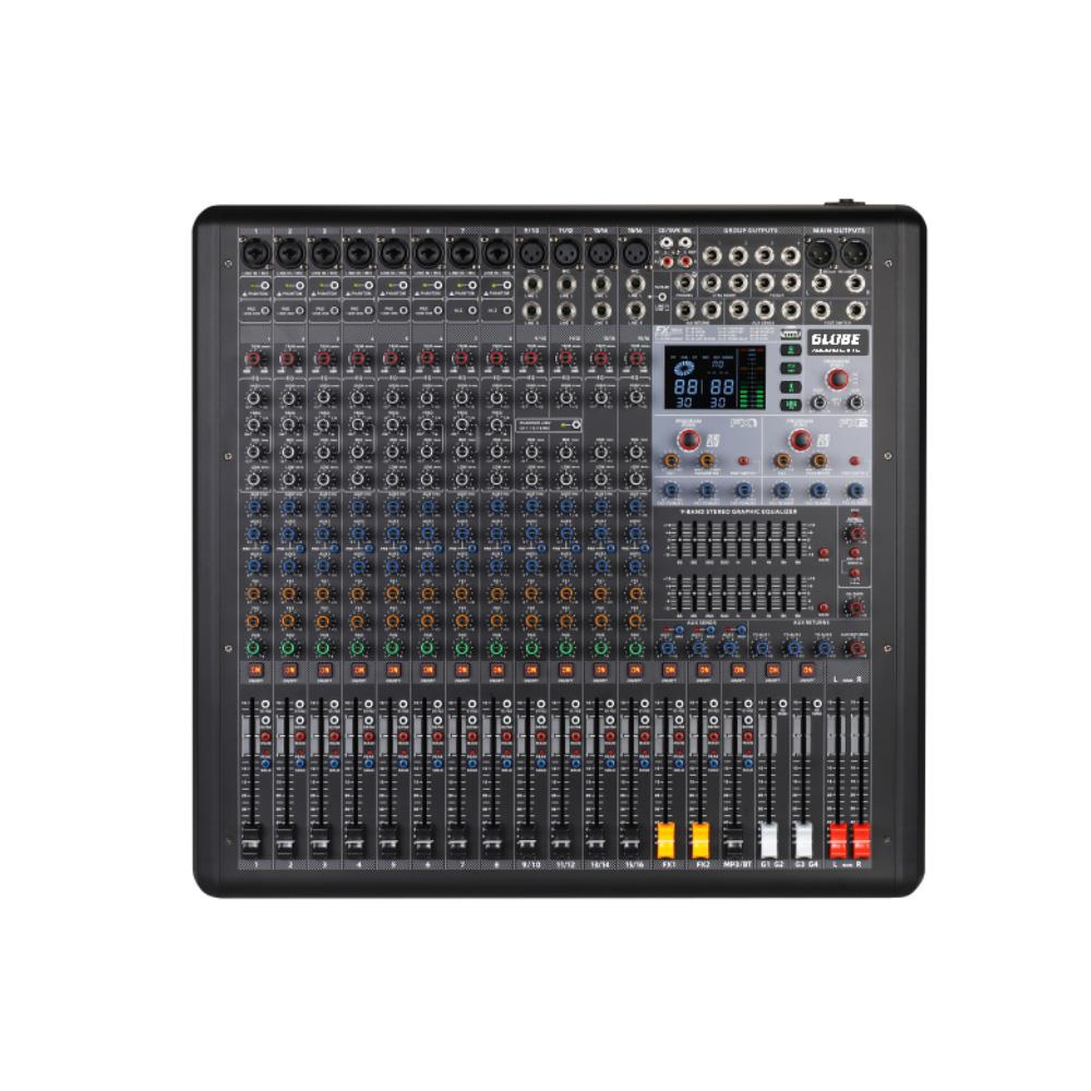GLOBE ACOUSTIC GMX1602FX 16 KANAL 2X99 DSP EFEKTLİ 3 AUXLU DECK MİKSER