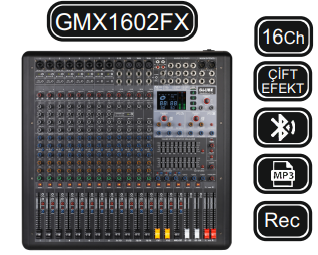 GLOBE ACOUSTIC GMX1602FX 8 MONO 4 STEREO GİRİŞ DECK MİKSER