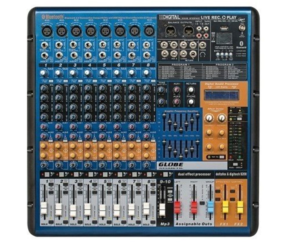 GLOBE ACOUSTIC GTP-822FX 8 KANALLI ANFİLİ POWER MİKSER