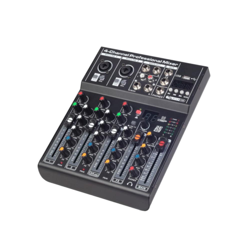 GLOBE ACOUSTIC MX400 4 KANAL 99 DSP EFEKTLİ TEK AUXLU DECK MİKSER