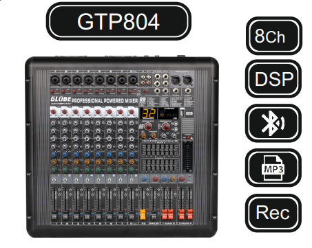 GLOBE GTP804 POWER MİKSER 8 KANAL 4x900W-4Ω POWER MİKSER