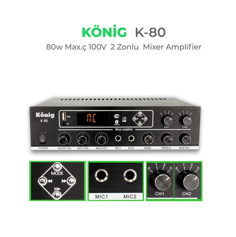 KONİG K80 70-100 HAT TRAFOLU ANFİ
