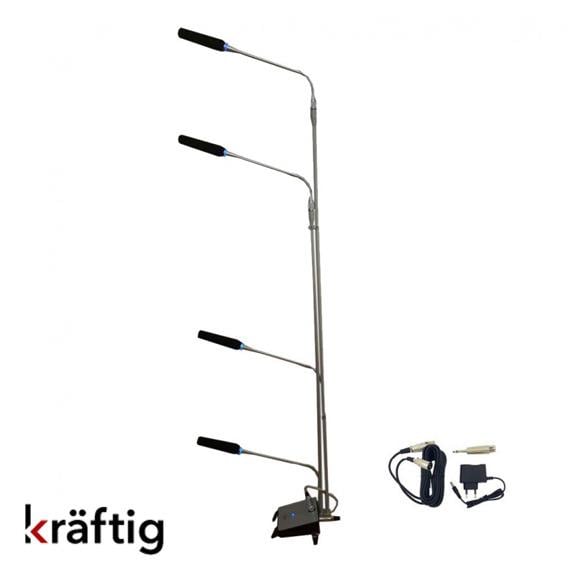 KRAFTİG KG-4414 4'LÜ SEHPALI IŞIKLI MASA ÜSTÜ KÜRSÜ MİKROFONU