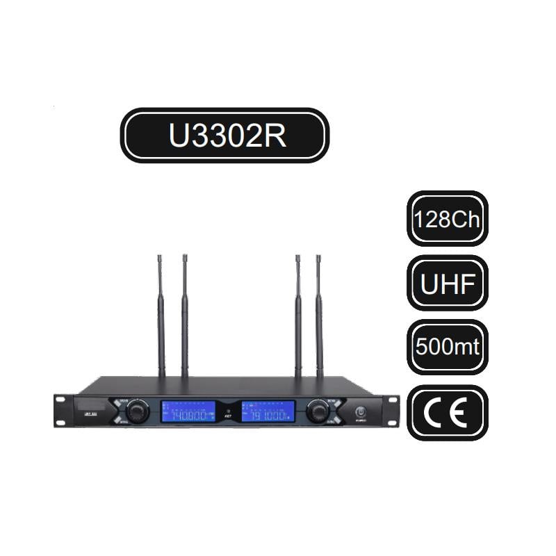 KRAFTİG U3302R 2X128 KANALLI ÇİFT MİKROFON TELSİZ RECEİVER
