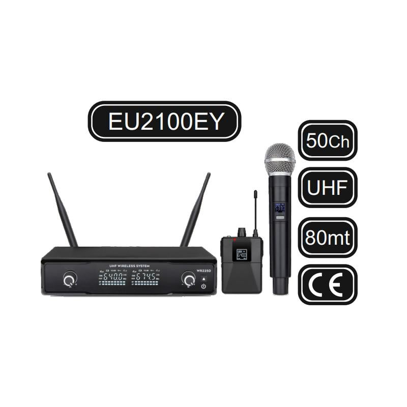MACHTIG EU2100EY 50 KANAL TEK EL TEK YAKA UHF TELSİZ MİKROFON
